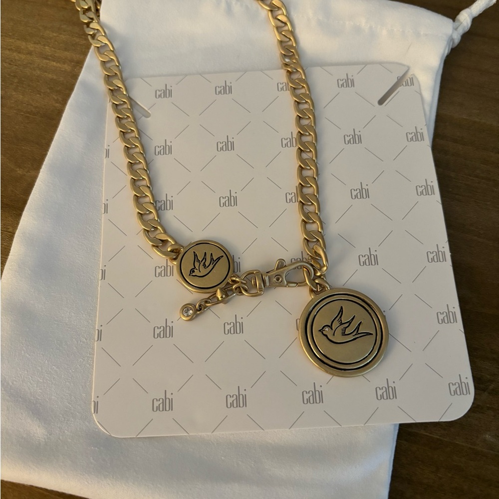 Cabi Mission Antique Gold Necklace With Two Medallions